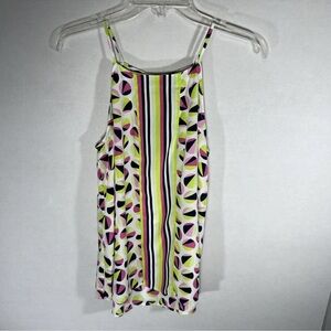 Crown & Ivy Dress Sun Dress Blue Pink Green Stripes Geometric Girls Medium